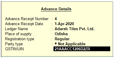GST on Advance Received in TallyERP9